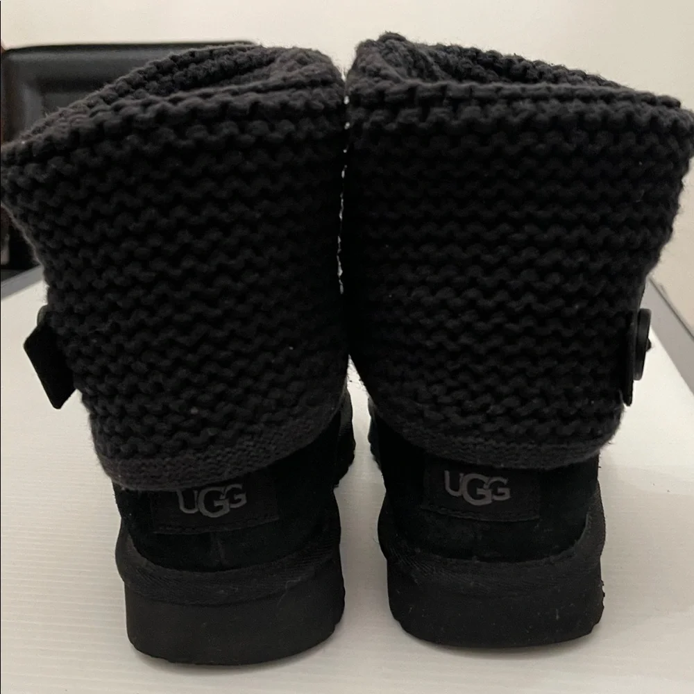UGG SHAINA BLACK KNIT BOOTS WOMENS SIZE 6 - Picture 3 of 13